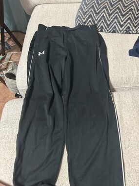 Under Armour Black Track Pants with White Piping